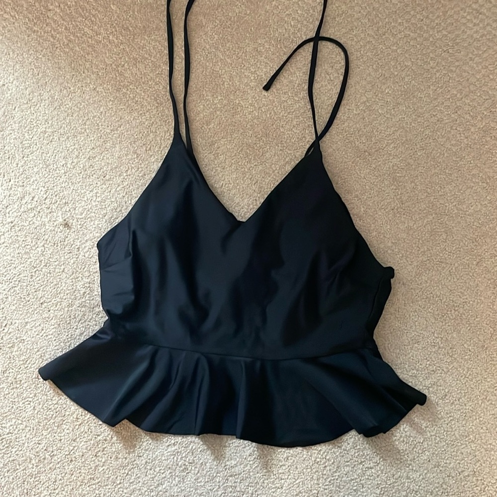 Matte black tied up tankini